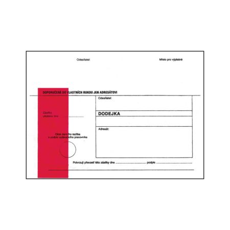 Obálky B6 s dodejkou, vytrhovací okénko - s červeným pruhem / 1000 ks