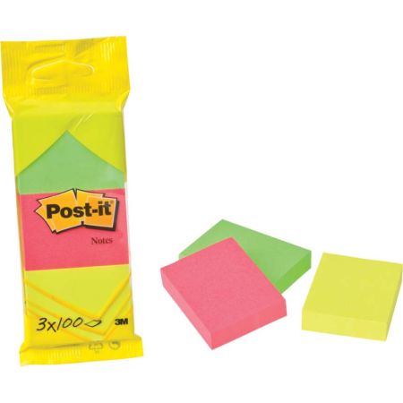 Samolepicí bločky Post-it - 51 mm x 38 mm / 3 x 100 lístků neon Samolepicí bločky Post-it - 51 mm x 38 mm / 3 x 100 lístků neon