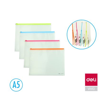 Spisové desky DELI Fashion na zip - A5 / barevný mix Spisové desky DELI Fashion na zip - A5 / barevný mix