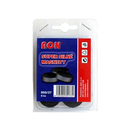 Magnety černé MIKOV super silné - průměr 27 mm / 6 ks Magnety černé MIKOV super silné - průměr 27 mm / 6 ks