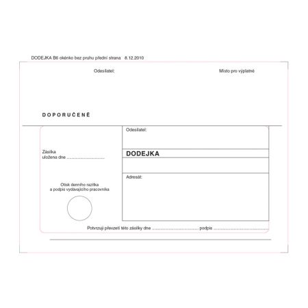 Obálky B6 s dodejkou samopropisovací - bílá / 1000 ks Obálky B6 s dodejkou samopropisovací - bílá / 1000 ks