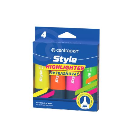 Zvýrazňovač Centropen 6252 Style Fluo - sada 4 ks Zvýrazňovač Centropen 6252 Style Fluo - sada 4 ks