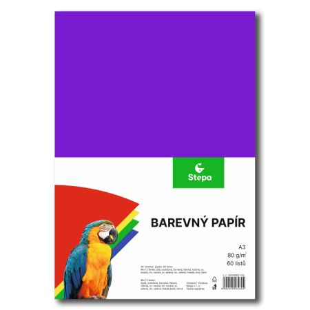 Barevný papír - A3 / 80 g / 60 listů / barevný mix Barevný papír - A3 / 80 g / 60 listů / barevný mix
