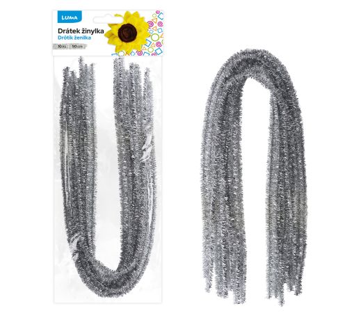 Drátek žinylka 500 x 8 mm - stříbrný / 10 ks Drátek žinylka 500 x 8 mm - stříbrný / 10 ks