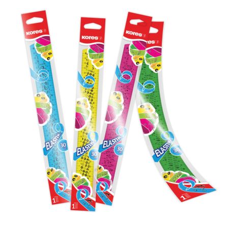 Pravítko 30 cm Kores ELASTIC ohebné / mix 4 barev Pravítko 30 cm Kores ELASTIC ohebné / mix 4 barev
