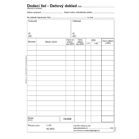 Dodací list daňový doklad Baloušek A5 / 50 listů / NCR / PT140 Dodací list daňový doklad Baloušek A5 / 50 listů / NCR / PT140