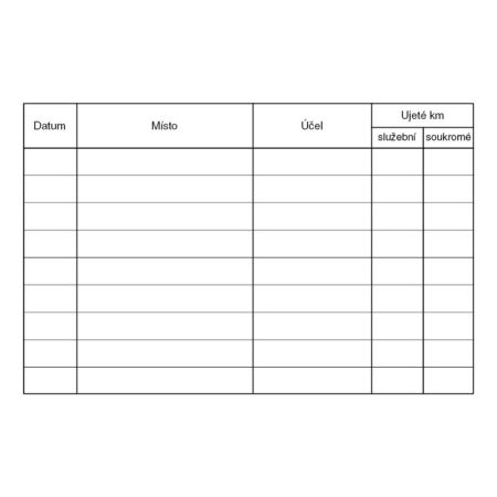 Kniha jízd firemního i soukromého vozidla Baloušek A6 / 52 listů / ET310 Kniha jízd firemního i soukromého vozidla Baloušek A6 / 52 listů / ET310