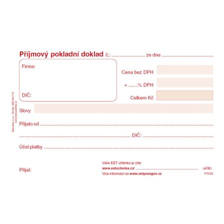 Příjmový pokladní doklad Baloušek A6 / nečíslovaný / 50 listů / NCR / PT020 Příjmový pokladní doklad Baloušek A6 / nečíslovaný / 50 listů / NCR / PT020