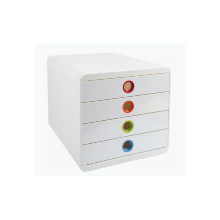 Zásuvkový box Exacompta Iderama - bílý duhový / 4 zásuvky na výšku Zásuvkový box Exacompta Iderama - bílý duhový / 4 zásuvky na výšku