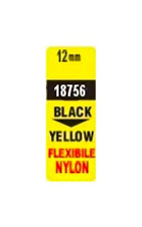 Pásky D1 nylonová flexibilní pro elektronické štítkovače DYMO - 12 mm x 3,5 m černý tisk / žlutá páska