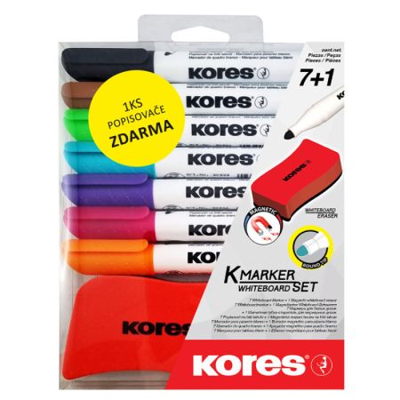 Popisovač Kores K-Marker Wihteboard - sada 6 ks + mazací houba / kulatý hrot Popisovač Kores K-Marker Wihteboard - sada 6 ks + mazací houba / kulatý hrot