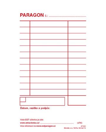 Paragon blok Baloušek 80 x 150 mm / nečíslovaný / 50 listů / ET005