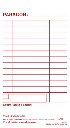Paragon blok Baloušek 80 x 150 mm / nečíslovaný / 50 listů / NCR / PT005