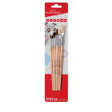 Štětce školní Concorde - sada / 4 ks kulaté + 2 ks ploché Štětce školní Concorde - sada / 4 ks kulaté + 2 ks ploché