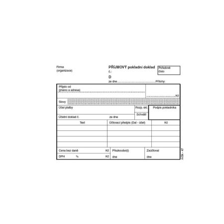 MSK 47 příjmový pokladní doklad číslovaný + stvrzenka 2 x 50 listů NCR A6 MSK 47 příjmový pokladní doklad číslovaný + stvrzenka 2 x 50 listů NCR A6