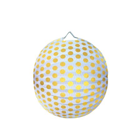 Lampion kulatý 25 cm - zlatý puntík Lampion kulatý 25 cm - zlatý puntík