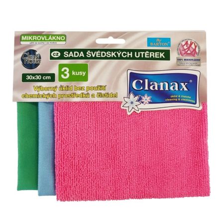 Švédské utěrky Clanax z mikrovlákna - 30 x 30 cm / 3 ks