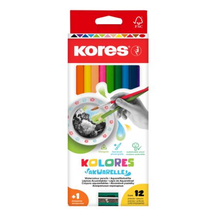 Pastelky Kores Aquarel trojhranné / 12 barev Pastelky Kores Aquarel trojhranné / 12 barev