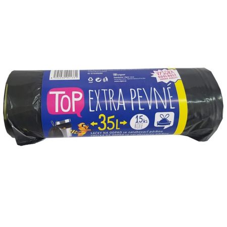 Pytle do koše Vipor Top stahovací - 50x60cm / 35l / 30my / 15ks / černá / extra pevné Pytle do koše Vipor Top stahovací - 50x60cm / 35l / 30my / 15ks / černá / extra pevné