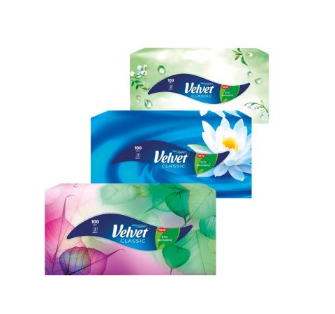 Kapesníčky papírové Velvet Classic - dvouvrstvé / 100 ks