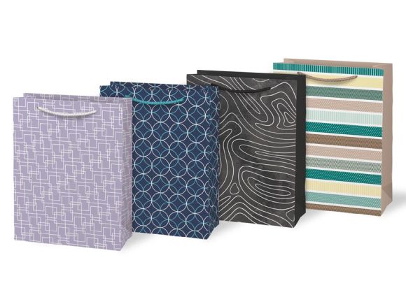 Taška dárková papírová - mix geometrické vzory / 19 x 25 x 9 cm Taška dárková papírová - mix geometrické vzory / 19 x 25 x 9 cm