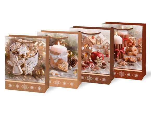 Vánoční dárková taška M - mix motivů / 19 x 25 cm