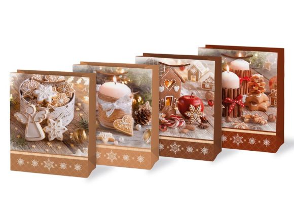 Vánoční dárková taška L - mix motivů / 26 x 32 cm