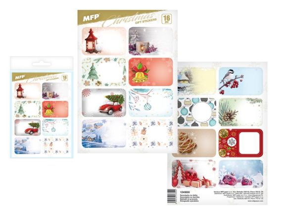 Samolepky na dárky vánoční - mix / 16 ks