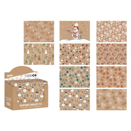 Vánoční obálka C6 - mix KRAFT Vánoční obálka C6 - mix KRAFT