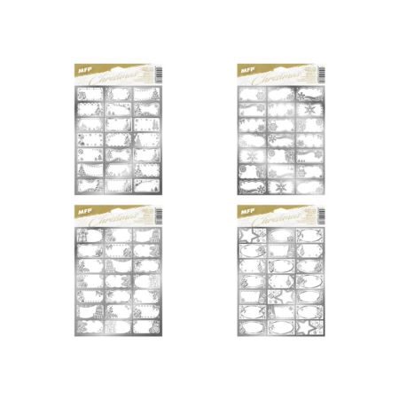 Samolepky na dárky - stříbrné / 21 ks