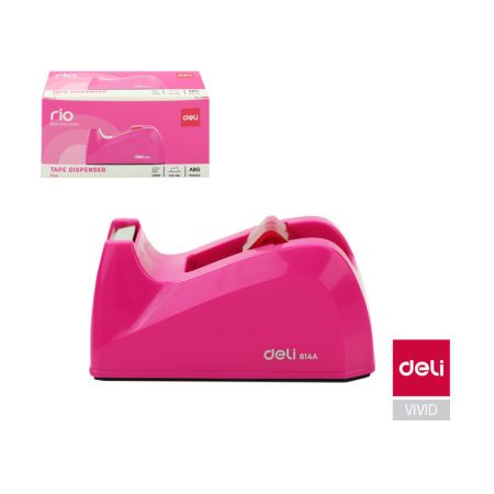 Stolní odvíječ lepicí pásky DELI - růžová