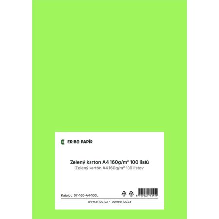 Barevný karton - A4 / 160 g / jarní zelená Barevný karton - A4 / 160 g / jarní zelená