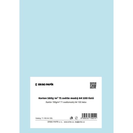 Barevný karton - A4 / 160 g / světle modrá Barevný karton - A4 / 160 g / světle modrá