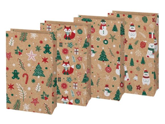 Vánoční sáček KRAFT 4 - mix motivů / 10 x 18 x 6 cm Vánoční sáček KRAFT 4 - mix motivů / 10 x 18 x 6 cm