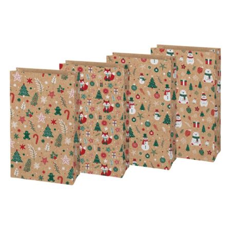 Vánoční sáček KRAFT 3 - mix motivů / 15 x 27 x 9 cm