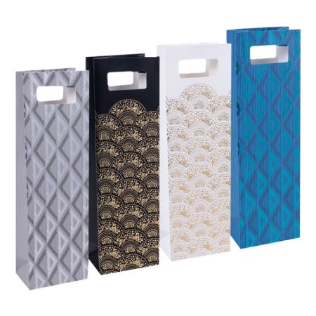 Dárková taška na lahev - Elegant mix / 12 x 41 cm Dárková taška na lahev - Elegant mix / 12 x 41 cm