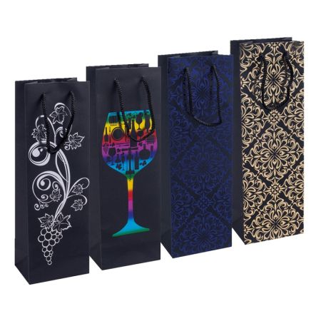 Dárková taška na lahev - mix motivů / 12 x 35 cm