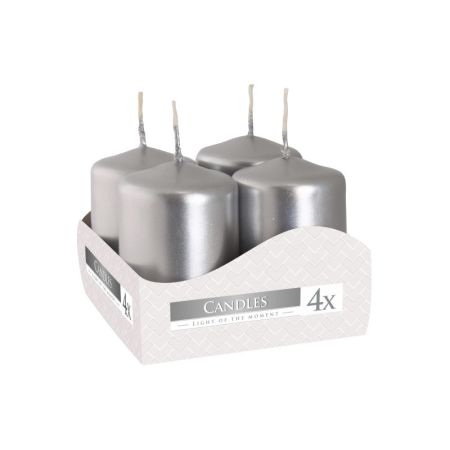 Vánoční adventní svíčky 6 cm - stříbrná / 4 ks