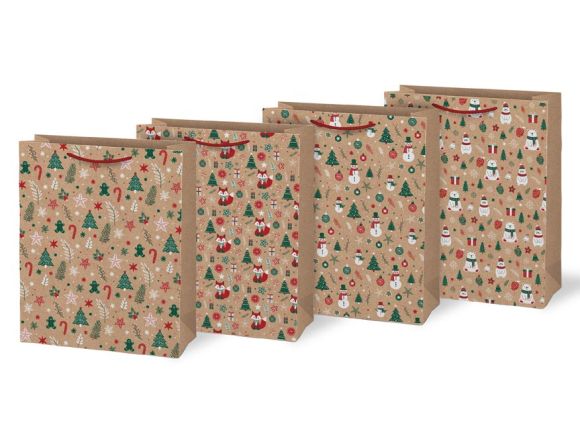 Vánoční dárková taška KRAFT L - mix motivů / 26 x 32 cm Vánoční dárková taška KRAFT L - mix motivů / 26 x 32 cm