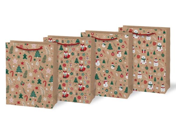 Vánoční dárková taška KRAFT M - mix motivů / 19 x 25 cm Vánoční dárková taška KRAFT M - mix motivů / 19 x 25 cm