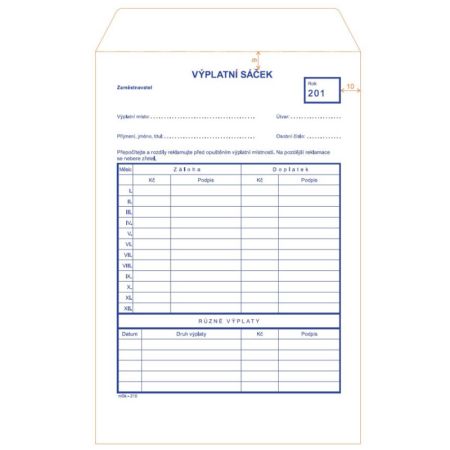 MSK 210 výplatní sáčky výplatní sáček MSK 210 výplatní sáčky výplatní sáček
