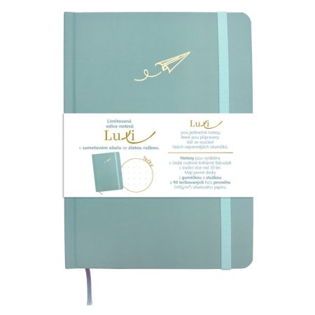 Blok Luxi A5 - tečkovaný / 96 listů / ledově modrá vlaštovka Blok Luxi A5 - tečkovaný / 96 listů / ledově modrá vlaštovka