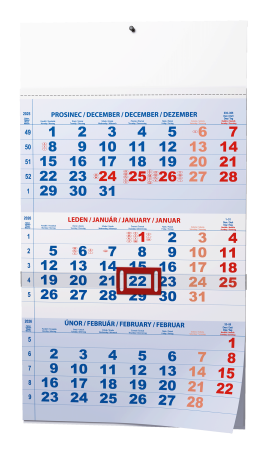 Kalendář nástěnný pracovní - tříměsíční modrý / BNC1