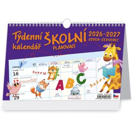 Kalendář stolní Školní plánovací - týdenní 2026/2027 Kalendář stolní Školní plánovací - týdenní 2026/2027