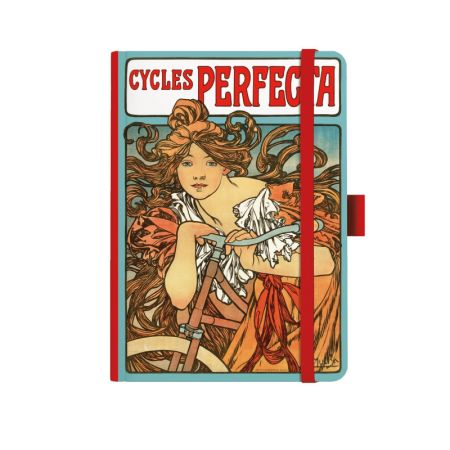 Blok Alfons Mucha premium - A5 / tečkovaný / červená