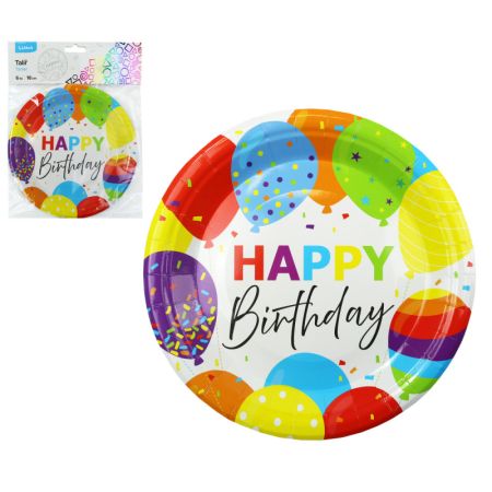 Papírový talíř Happy Birthday / 18cm / 6ks