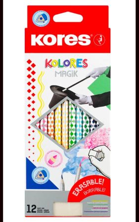 Pastelky Kores Kolores MAGIK trojhranné / gumovací / 12 barev