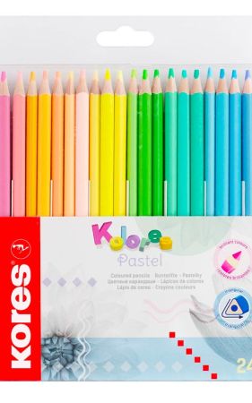 Pastelky trojhranné Kores PASTEL - 24 barev