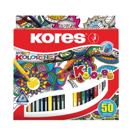 Pastelky Kores Mandalas trojhranné / 50 barev