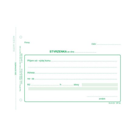 Optys 1080 stvrzenka NCR 100 listů A6 Optys 1080 stvrzenka NCR 100 listů A6